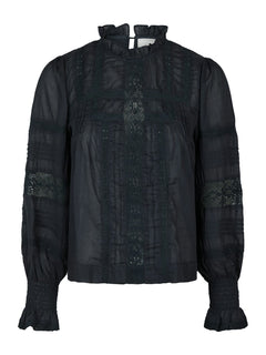 Ebba S Voile Blouse - Navy
