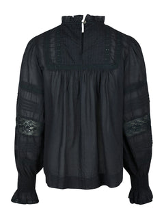 Ebba S Voile Blouse - Navy
