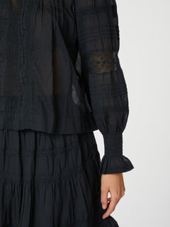 Ebba S Voile Blouse - Navy