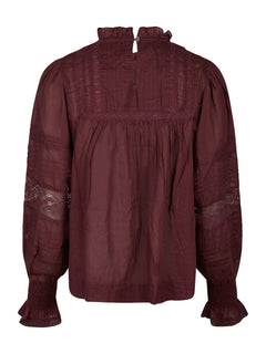 Ebba S Voile Blouse - Burgundy
