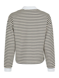 Sara Stripe Polo Blouse - Sand
