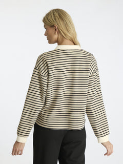 Sara Stripe Polo Blouse - Sand