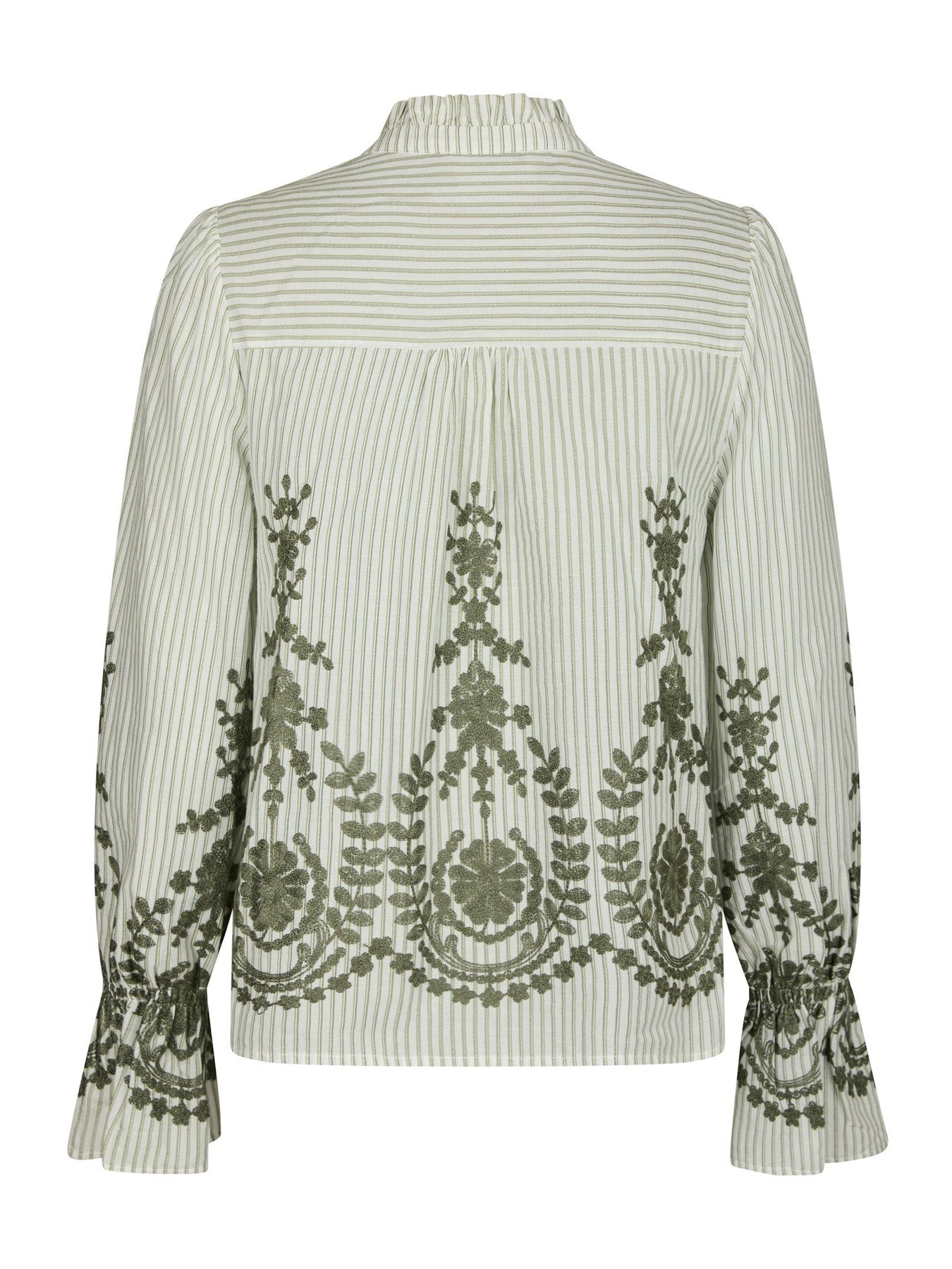 Amara Stripe Emb Blouse - Dusty Green