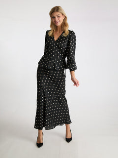 Merry Retro Dot Blouse - Black