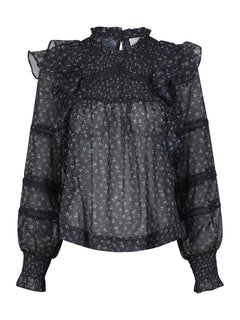 Sarna Mini Rose Blouse - Black