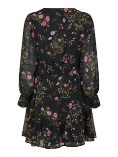 Sahra Flower Print Dress - Black