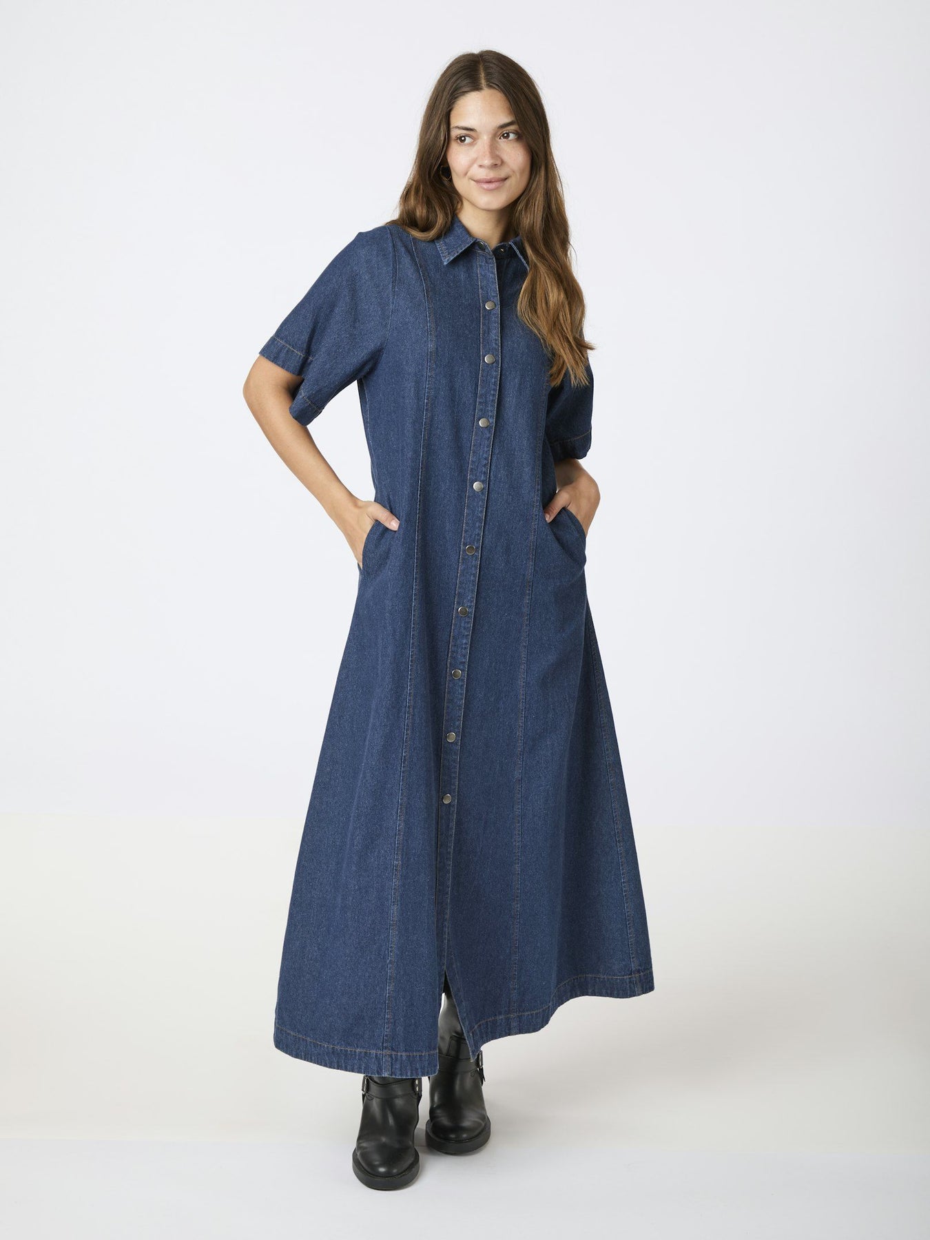 Neo Noir - Kjoler - Balli Denim Dress - Dark Blue