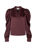 Rosslyn Heavy Sateen Blouse - Burgundy