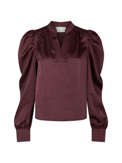Rosslyn Heavy Sateen Blouse - Burgundy