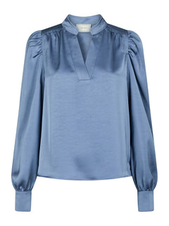 Rosslyn Heavy Sateen Blouse - Smoke Blue