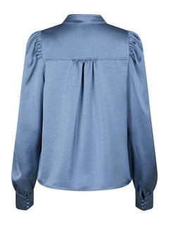 Rosslyn Heavy Sateen Blouse - Smoke Blue