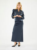 Rosslyn Heavy Sateen Blouse - Midnight Blue