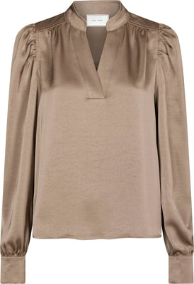 Rosslyn Heavy Sateen Blouse - Dark Taupe