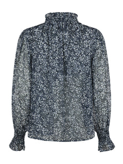 Leia Flower Graphic Blouse - Navy