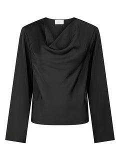 Vallista Soft Satin Blouse - Black