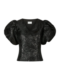 Camia Metallic Brocade Blouse - Black