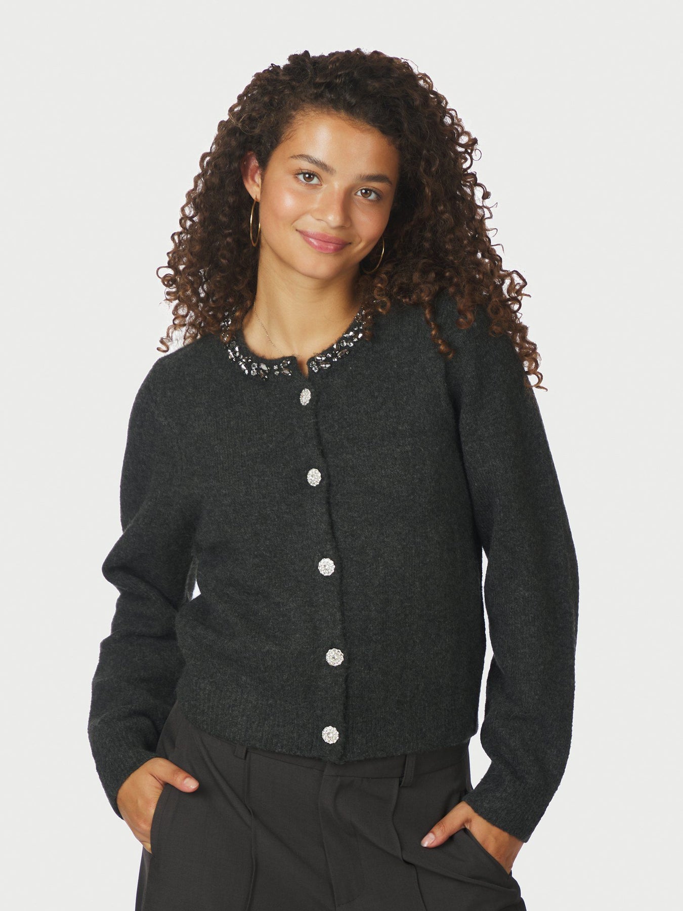 Marie Stone Knit Cardigan - Antracit
