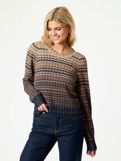Dito Chevron Knit Blouse - Navy