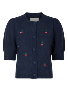 Trudy Embroidery Knit Cardigan - Navy