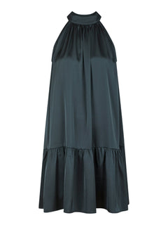 Aladia Drapy Satin Dress - Dark Blue