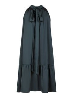 Aladia Drapy Satin Dress - Dark Blue