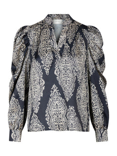 Rosslyn Paisley Drop Blouse - Navy