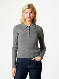 Panama Knit Blouse - Dark Grey Melange