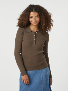 Panama Knit Blouse - Brown Melange