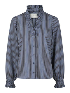Brielle Twill Stripe Shirt - Dusty Blue
