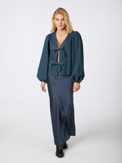 Silvi Overdyed Dot Blouse - Ash Blue