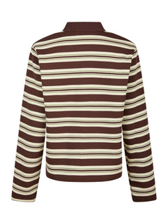 Mala Stripe Polo Blouse - Brown