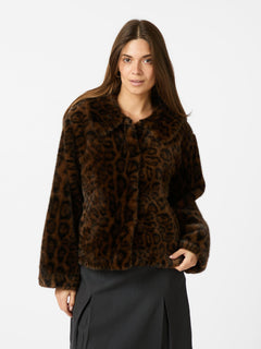 Melodie Leo Faux Fur Jacket - Dark Brown
