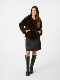 Melodie Leo Faux Fur Jacket - Dark Brown