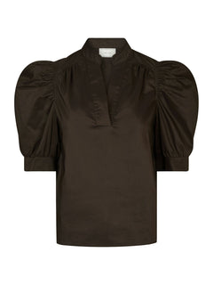 Roella Poplin Blouse - Chocolate Brown
