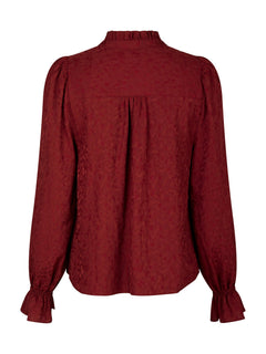 Amara Jacquard Dot Blouse - Wine