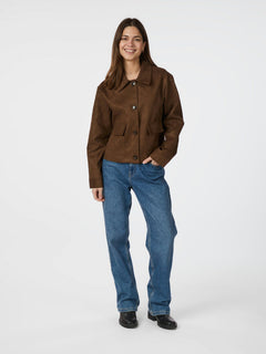 Romana Faux Suede Jacket - Brown