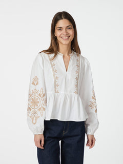 Ginia Emb Blouse - Off White