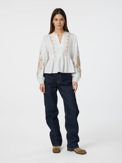 Ginia Emb Blouse - Off White