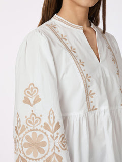 Ginia Emb Blouse - Off White
