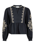 Ginia Emb Blouse - Navy