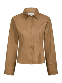 Rosa Faux Suede Shirt - Cognac