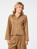 Rosa Faux Suede Shirt - Cognac