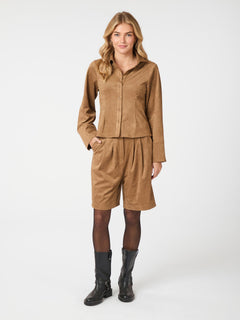 Rosa Faux Suede Shirt - Cognac