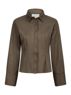 Rosa Faux Suede Shirt - Dark Brown