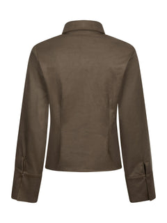 Rosa Faux Suede Shirt - Dark Brown