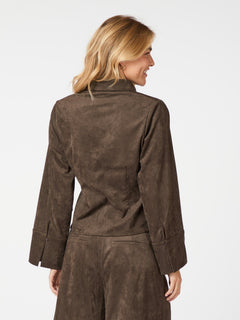 Rosa Faux Suede Shirt - Dark Brown