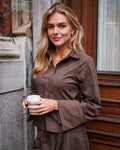 Rosa Faux Suede Shirt - Dark Brown