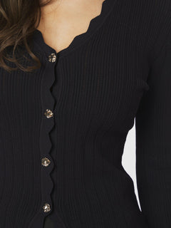 Clara Stitch Knit Blouse - Dark Navy