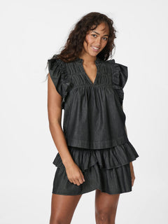 Jayla Denim Top - Black