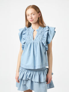 Jayla Denim Top - Light Blue